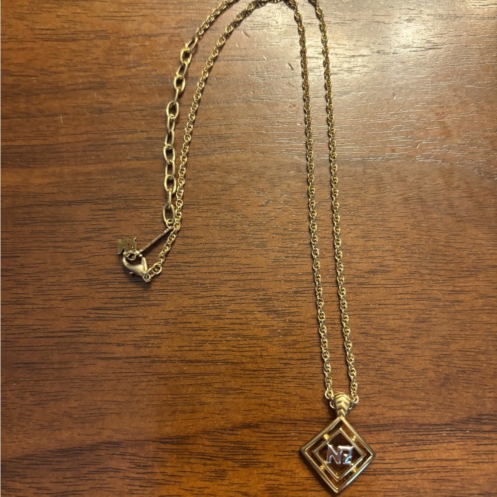Nina Ricci Gold Diamond-Shaped Pendant Necklace